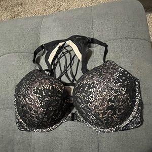 Victoria’s Secret “Very Sexy Push Up Bra” 38DD.  Black and gold with lace back.